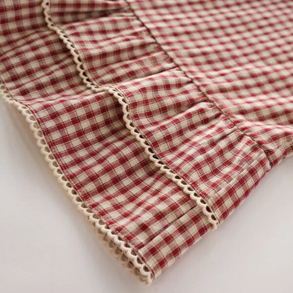 Plus Size Women'S Plaid Long Sleeved Shirt Peter Pan Collar Long Sleeves Designer Single Breasted Embroidered Casual Shirt