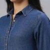 Women Casual Plaid Denim Shirt With Neat Stitching Curved Hem Breathable Moisture Wicking Eco Friendly Fabric For Summer Comfort
