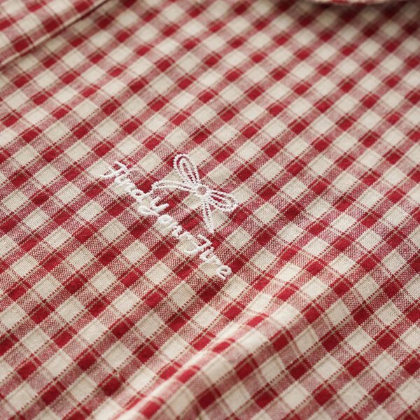 Plus Size Women'S Plaid Long Sleeved Shirt Peter Pan Collar Long Sleeves Designer Single Breasted Embroidered Casual Shirt