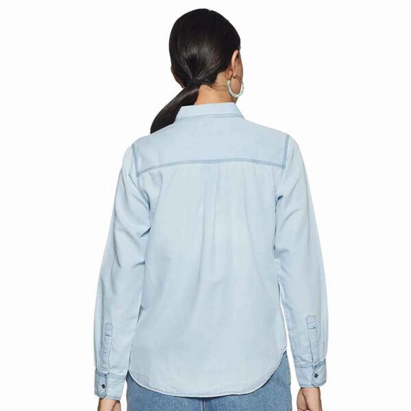 Latest Design Professional Made Women Denim Shirt Printed High Quality Proper Design Women Denim Shirt