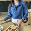 New Spring Autumn Blue Denim Shirt Casual Coat Women Ladies' Blouses & Tops