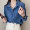 New Spring Autumn Blue Denim Shirt Casual Coat Women Ladies' Blouses & Tops