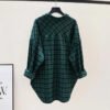Summer New Large Size Loose Waist Long Sleeve Plaid Shirt Ladies' Blouses