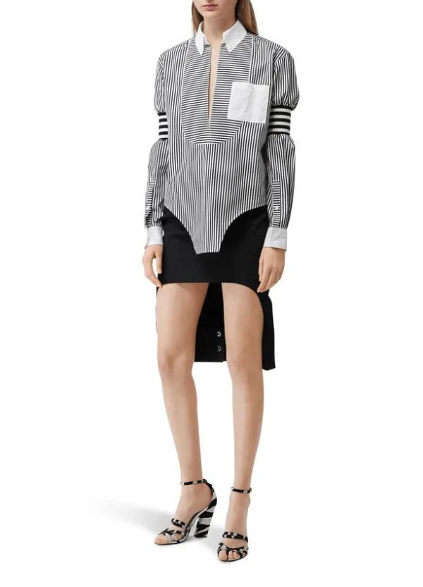 Women & Ladies Fashion And Casual Contrast Color Fabric Long Sleeves Striped Shirts Blouse