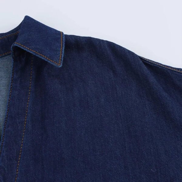 Women'S Clothing New Fashion Solid Color Wide Sleeve Denim Shirt Retro Long Sleeve Loose Casual Female Tops