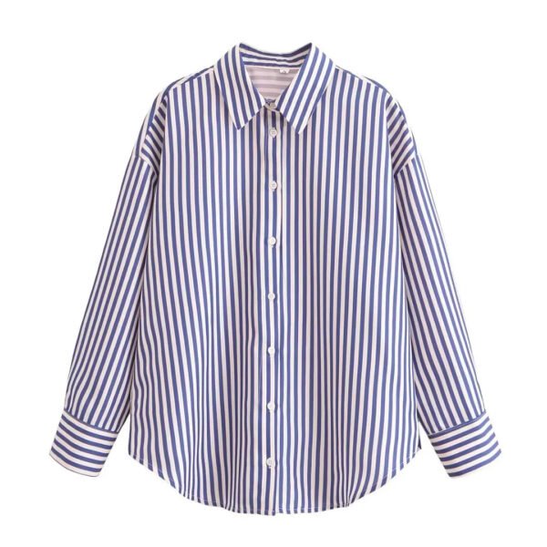 Women Spring New Chic Fashion Striped Shirt Vintage Long Sleeve Button Up Casual Female Shirts Blusas Chic Tops