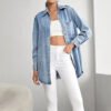 High Quality Summer Spring Shirts Women Loose Fit Heavy Street Plus Size Acid Wash Oversized Denim Shirt