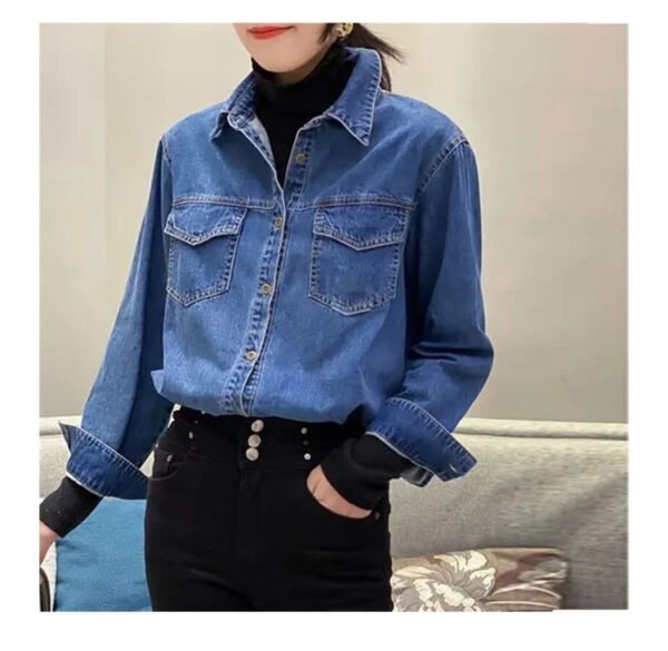New Spring Autumn Blue Denim Shirt Casual Coat Women Ladies' Blouses & Tops