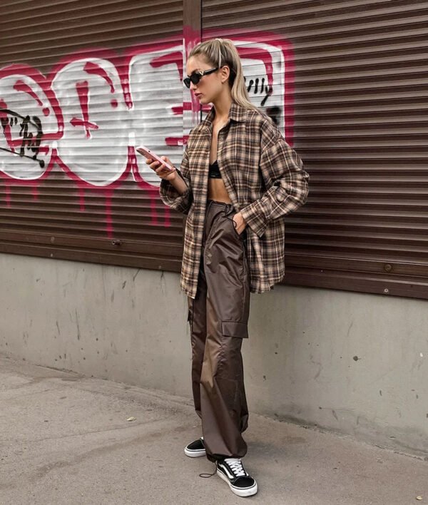 High Quality Women'S Long Plaid Shirt Jackets Loose Bottom Vintage Tops For Summer