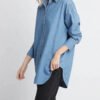 New Women'S Oversized Denim Shirt Long Sleeve Lightweight Fabric Top Ladies Casual Denim Blouse