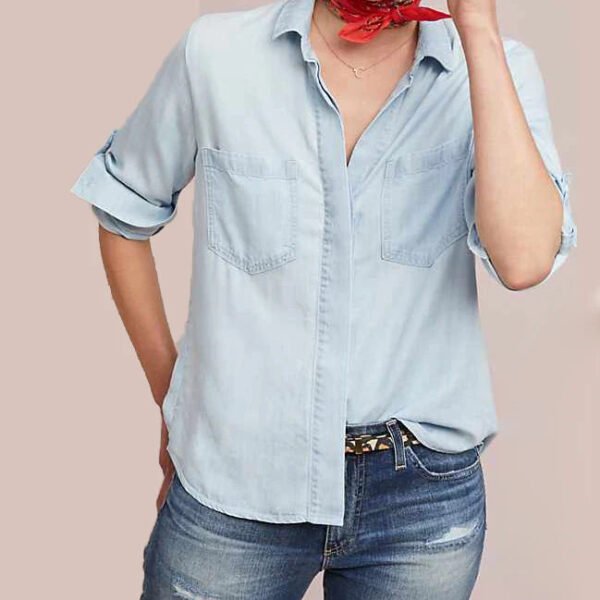 High Quality Women Long Casual Denim Shirt