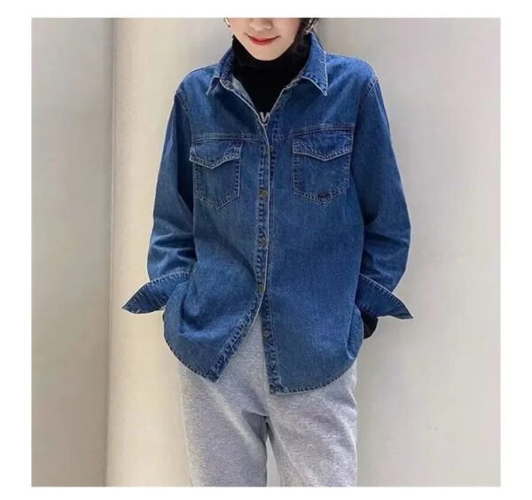 New Spring Autumn Blue Denim Shirt Casual Coat Women Ladies' Blouses & Tops