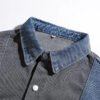 Retro Washed Denim Shirt For Men And Women, Spring And Autumn Design Sense, Niche Patchwork Casual Lapel Workwear Shirt Jacket