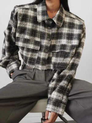 Elegant Women'S Blouses For Ladies Casual Turn Down Collar Long Sleeve Commuter Plaid Shirt