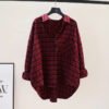 Summer New Large Size Loose Waist Long Sleeve Plaid Shirt Ladies' Blouses