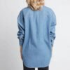 New Women'S Oversized Denim Shirt Long Sleeve Lightweight Fabric Top Ladies Casual Denim Blouse