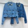 Boutique Summer New Fashionable Lapel Nail Bead Loose Casual Denim Women'S Shirt