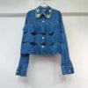 Boutique Summer New Fashionable Lapel Nail Bead Loose Casual Denim Women'S Shirt