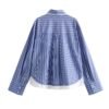 Women'S Shirt Spring And Summer New Fashion Stitching Design Lapel Striped Top Women'S Shirt Chic