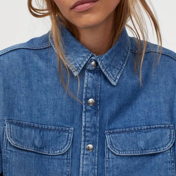 New Design Womens Clothing 100% Cotton Denim Shirt Jacket For Spring Woman Tops Fashionable Casual Shirt