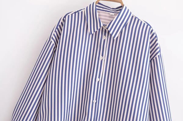 Women Spring New Chic Fashion Striped Shirt Vintage Long Sleeve Button Up Casual Female Shirts Blusas Chic Tops