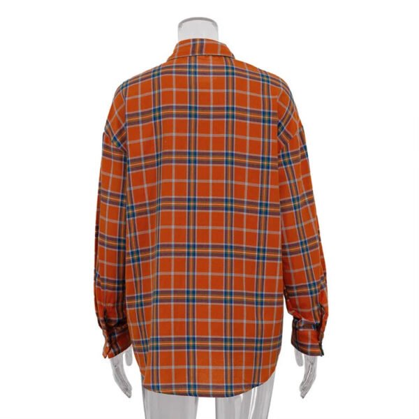 Fashion Loose Plaid Women'S Blouse Elegant Lapel Long Sleeve Shirts