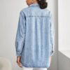High Quality Summer Spring Shirts Women Loose Fit Heavy Street Plus Size Acid Wash Oversized Denim Shirt