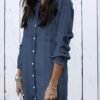 Women'S Long Sleeve Denim Jeans New Fashion Streetwear Casual Shirt With Tassel Decoration Button Xl Size Summer Style