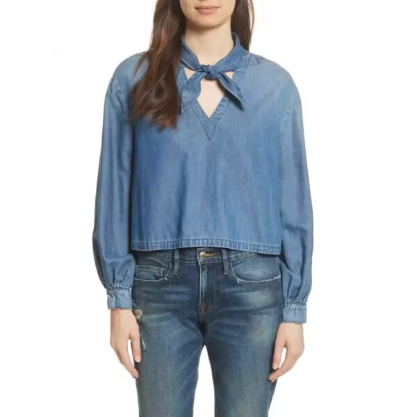 High Quality Women Long Casual Denim Shirt