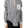 Women & Ladies Fashion And Casual Contrast Color Fabric Long Sleeves Striped Shirts Blouse