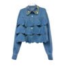 Boutique Summer New Fashionable Lapel Nail Bead Loose Casual Denim Women'S Shirt