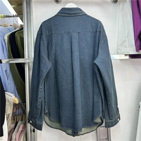 Spring New Denim Women With Diamonds Loose Jacket Casual Shirt