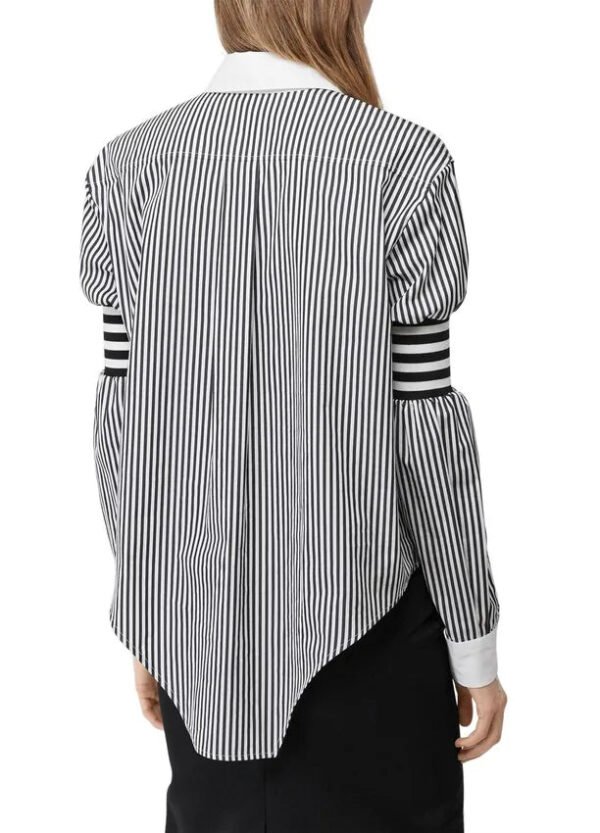 Women & Ladies Fashion And Casual Contrast Color Fabric Long Sleeves Striped Shirts Blouse