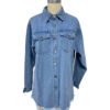 Vintage Washed Breathable Windproof Mid Length Denim Women'S Shirt Jacket Long Sleeve Pocket Casual Solid Color Summer