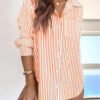 Fashion Fall Clothing Women Long Sleeve Stripped Shirt Elegant Tops Ladies Sexy Blouses Shirts