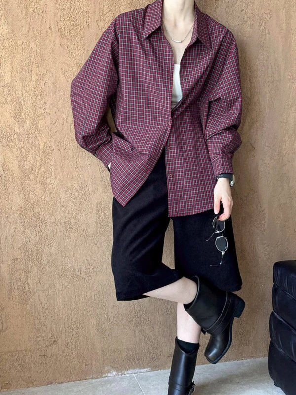 Early Autumn New Tops Retro Casual Style Striped Plaid Loose Loose Shirt For Women