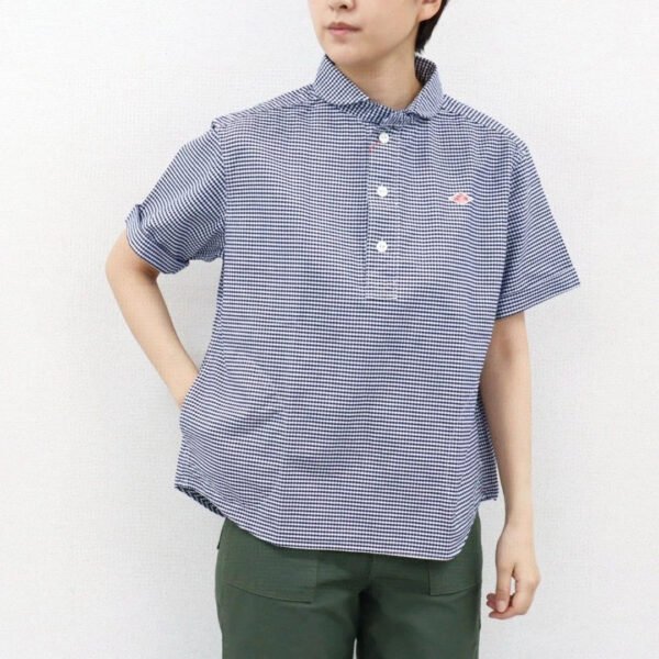 Women'S Smart Casual Plaid Red Shirt With Large Sailor Collar And Short Sleeves For Summer Office Wear