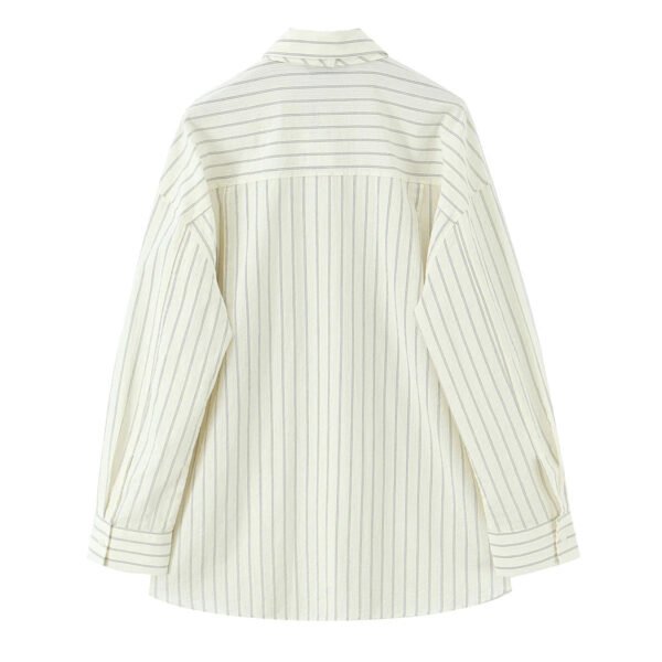 Women'S Clothing Autumn New Fashion Simple Versatile Striped Tie Loose Shirt