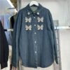 Spring New Denim Women With Diamonds Loose Jacket Casual Shirt