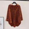 Summer New Large Size Loose Waist Long Sleeve Plaid Shirt Ladies' Blouses