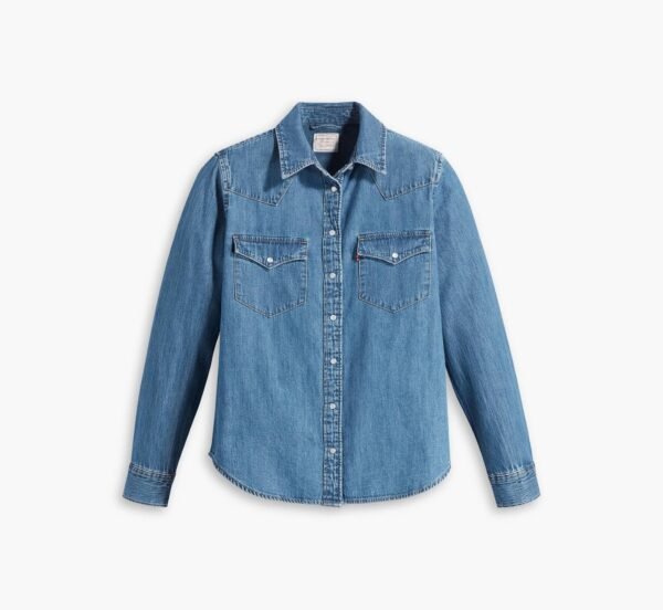 Women'S Blue Denim Shirt Casual Long Sleeve Lapel Button Blouse Comfortable Loose Top Formal Summer Fashion