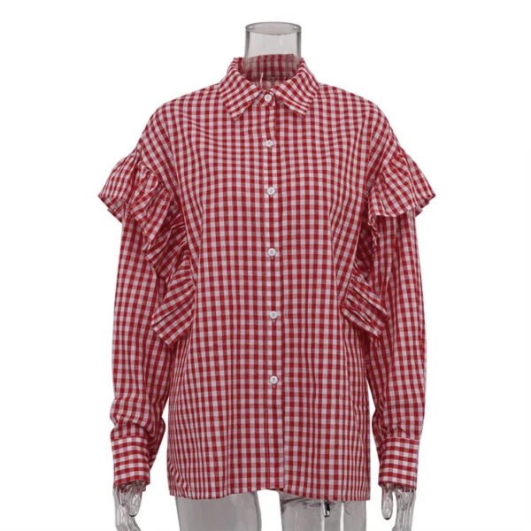 Boutique Summer New Fashionable Design With Ruffled Edge Lapel Long Sleeved Casual Versatile Women'S Shirt