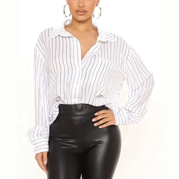 Hot Selling Customization Backless Loose Blouses Sunscreen Mid Length Striped Shirts With Women